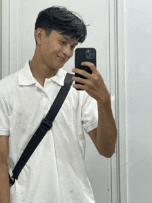a young man is taking a picture of himself in the mirror