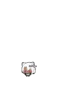 a pixel art drawing of a cat and a brick with holes in it