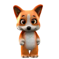 a cartoon dog is waving at the camera