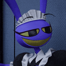 a cartoon character wearing a maid outfit and sunglasses