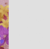 a white frame with purple and yellow flowers on the side