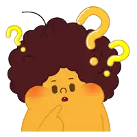 a cartoon character with a question mark in his hair