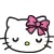 a hello kitty with a pink bow on her head is sleeping on a white background .