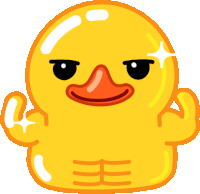 a yellow rubber duck with black eyes is giving the thumbs up