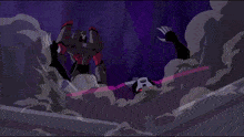 a robot with a purple light coming out of its mouth