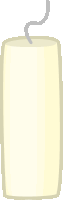 a cartoon illustration of a white candle with a gray wick coming out of it .