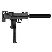 a gun with a silencer attached to it