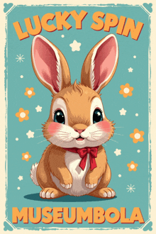 an illustration of a rabbit with the words lucky spin museumbola on it