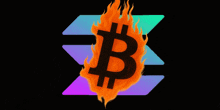 a burning b on a black background with a purple and blue background