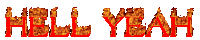 the word hell yeah is written in flames
