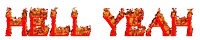 the word hell yeah is written in flames