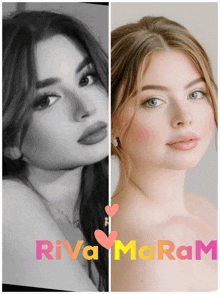 a black and white photo of a woman next to a photo of a woman with the name riva maram