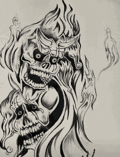joker skull drawings