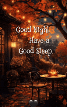 a picture of a table and chairs with the words good night have a good sleep below it