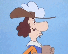 a group of cartoon characters are walking across a desert .