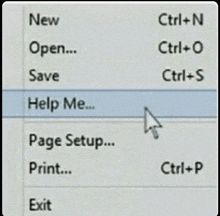 a computer screen shows the help me option in the top right corner