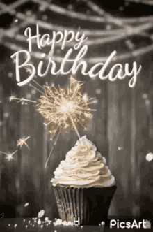 Happy Birthday Cupcake GIF - Happy Birthday Cupcake Petals GIFs