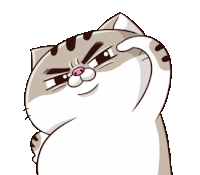 a cartoon cat is making a funny face and scratching its head .