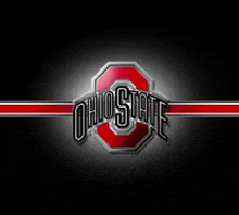 a ohio state logo on a black background with a red stripe