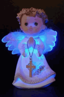 angel figurine glowing