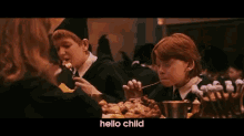 Ron Weasleface Gets Interrupted While Scavenging  Most Delicious Chicken Drumstick. GIF - Harry Potter Hello Child Eating GIFs
