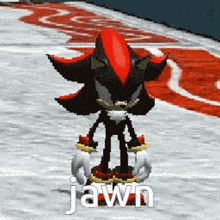 shadow the hedgehog from sonic the hedgehog is standing on a snowy surface