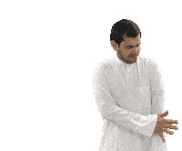 a man in a white shirt scratches his ear with his hand