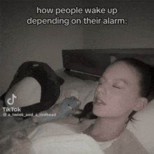 How People Wake Up Depending On Their Alarm A Twink And A Red Head GIF