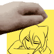 a close up of a hand holding a drawing of a person .