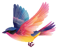 a colorful bird is flying in the air with its wings outstretched