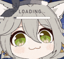 a cartoon of a girl with a loading bar on her head