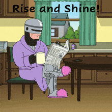 Rise And Shine Robocop GIF - Rise And Shine Robocop Coffee GIFs