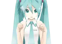 a pixel art of hatsune miku with a white shirt and a blue tie