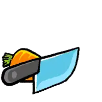 a cartoon drawing of a carrot and a knife