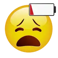 a yellow smiley face with a low battery on top of it