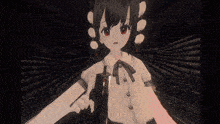 a close up of a cartoon character with red eyes and black wings