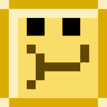a pixel art smiley face with a black eye