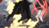 a man in a black cape is standing next to a woman in a white cape in a cartoon .