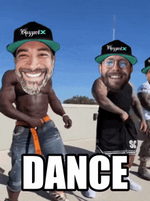 a group of men are dancing and the word dance is on the bottom
