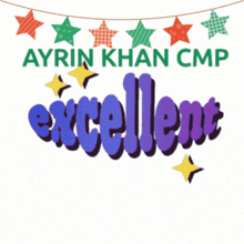a banner that says ayrin khan cmp excellent with stars