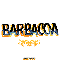 a logo for barbacoa written in blue and orange