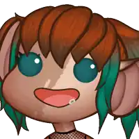 a cartoon of a girl with brown hair and green eyes