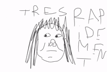 a black and white drawing of a person with the words tres rap ide me on the bottom