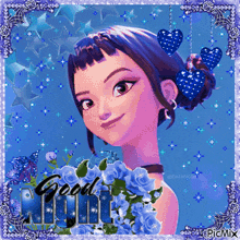 a picture of a girl with the words good night