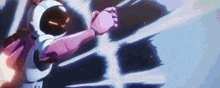 a robot with a helmet on is flying through the air in a video game .