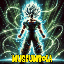 a poster with a dragon ball z character and the words museumbola on it