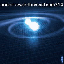 a blue background with the words universesandboxvietnam214 on top