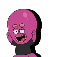 a cartoon octopus wearing a black shirt and a black skirt