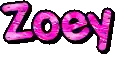 the name zoey is written in pink on a white background .
