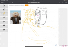 a drawing of a man and a woman on a whiteboard with the website r2.whiteboardfox.com